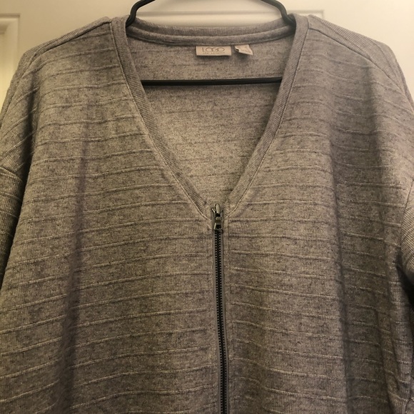 LOGO Lori Goldstein raised stripe zip cardigan - Picture 5 of 7